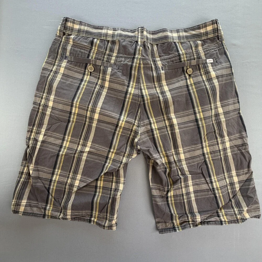 Levis Tab Twills Shorts Mens 40 Brown Plaid Cotton Chino 11 Inseam Casual Summer